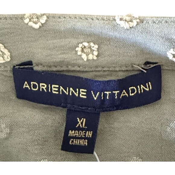 Adrienne Vittadini XL Green Floral Top Textured Lace Sleeves Casual Office NWT - Picture 5 of 8